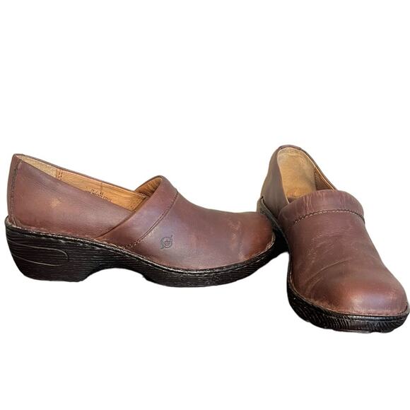BORN Toby Duo Chocolate Leather Slip On Clogs Women’s Size 11 - Picture 4 of 10